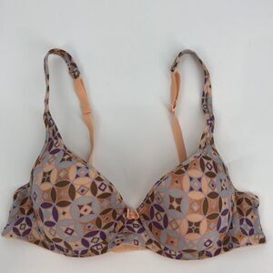 WONDERBRA Microfiber T-Shirt Bra Multicolor Geometric‎ Size 34A